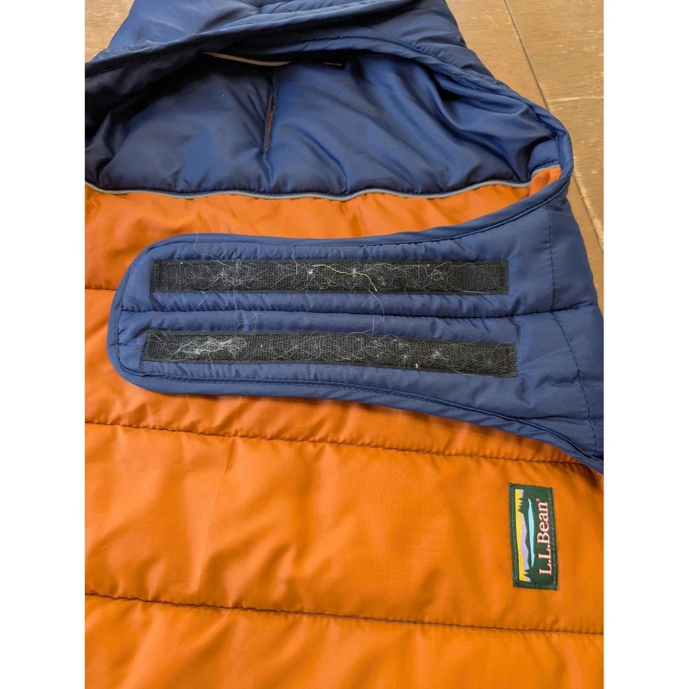 LL Bean Mountain Classic Dog Parka Large Navy Blue Orange Puffer Vest 508295